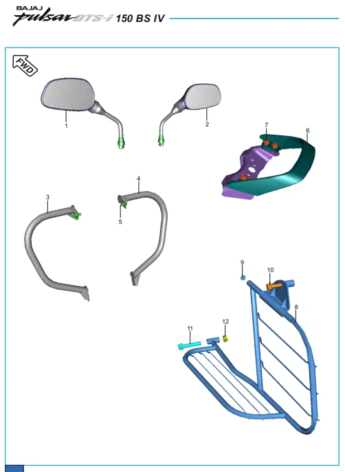 This is an image of Accessories Grab Handle - Pulsar 150 Neon