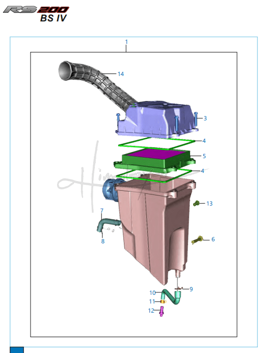 This is an image of Air Cleaner Complete - Pulsar RS 200