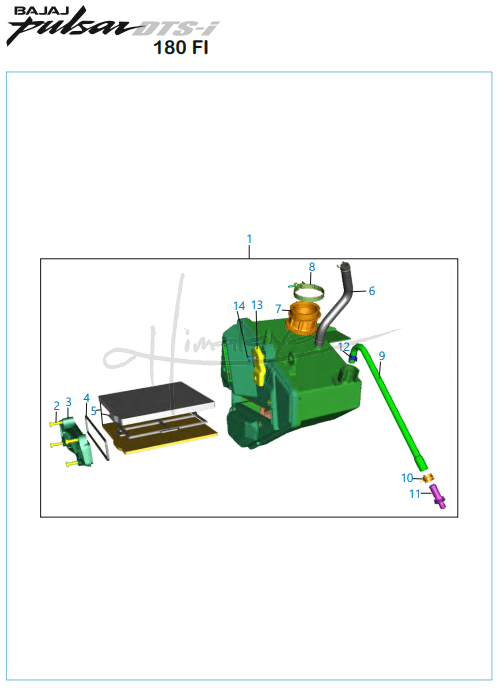 This is an image of Air Filter Assembly - Pulsar 180 FI Neon