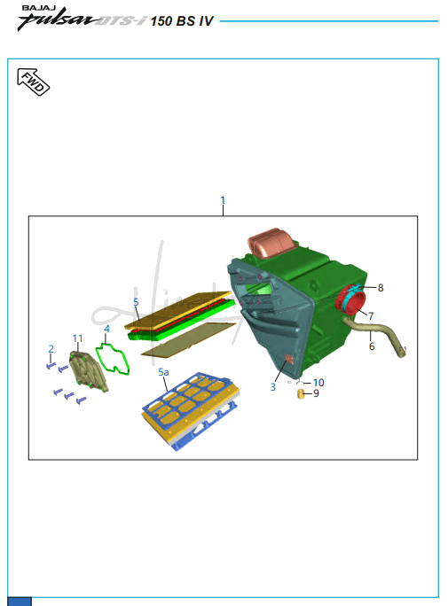 This is an image of Air Filter Assembly - Pulsar 150 Neon