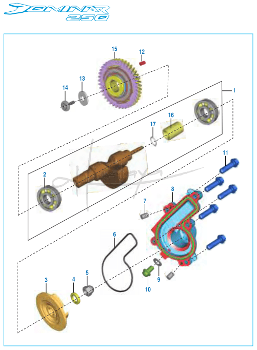 This is an image of Balancer Idler Gear Water Pump - Dominar 250