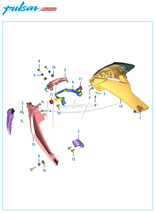 This is an image of Belly Pan Assembly - Pulsar N 250