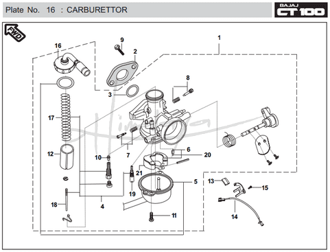 This is an image of Carburettor - Boxer CT 100 EU2