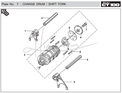 This is an image of Change Drum Shift Fork - Boxer CT 100 EU2