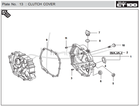 This is an image of Clutch Cover - Boxer CT 100 EU2