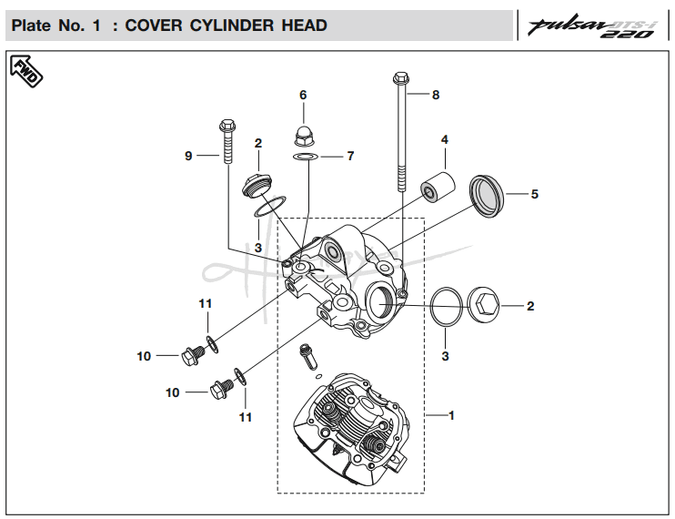 This is an image of Cover Cylinder Head - Pulsar 220