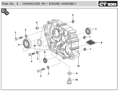 This is an image of Crankcase RH Engine Assembly - Boxer CT 100 EU2