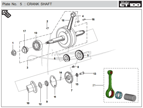 This is an image of Crank Shaft - Boxer CT 100 EU2