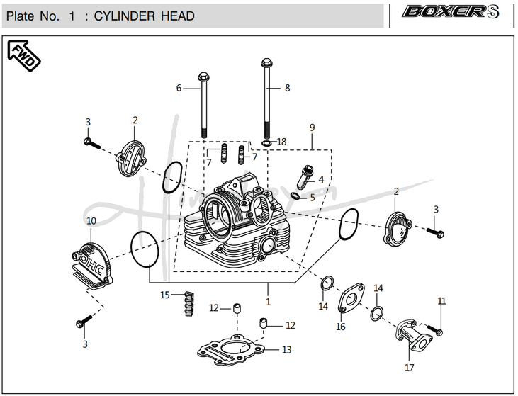 This is an image of Cover Cylinder Head - Boxer BM 100