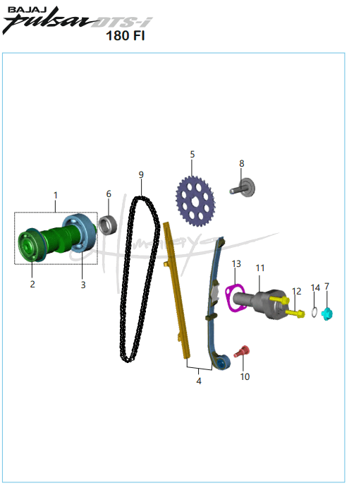 This is an image of Camshaft Tensioner - Pulsar 180 FI Neon