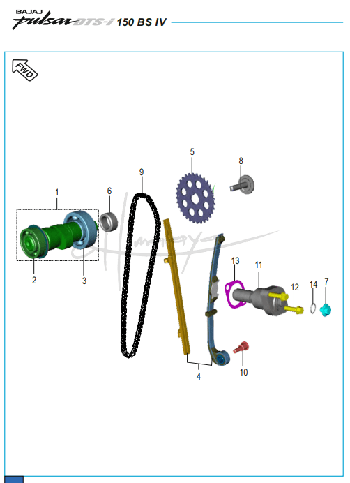 This is an image of Camshaft Tensioner - Pulsar 150 Neon