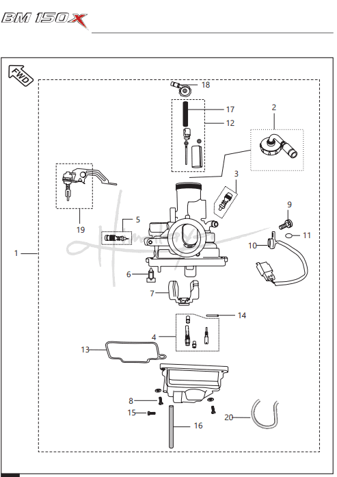 This is an image of Carburettor - Boxer 150X