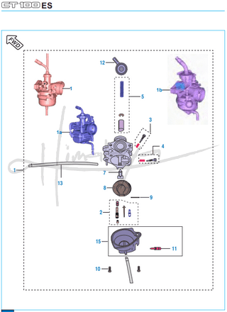 This is an image of Carburettor Assembly - Boxer CT 100 Alloy