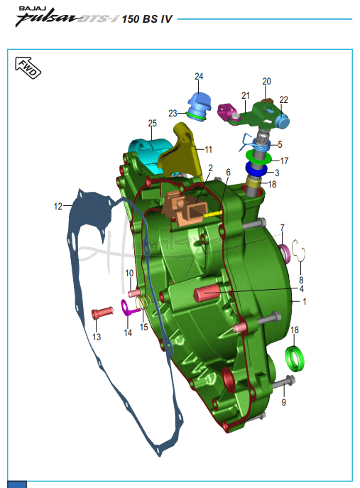 This is an image of Clutch Cover Assembly - Pulsar 150 Neon