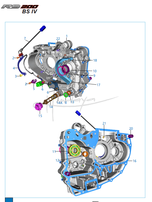 This is an image of Crankcase LH - Pulsar RS 200