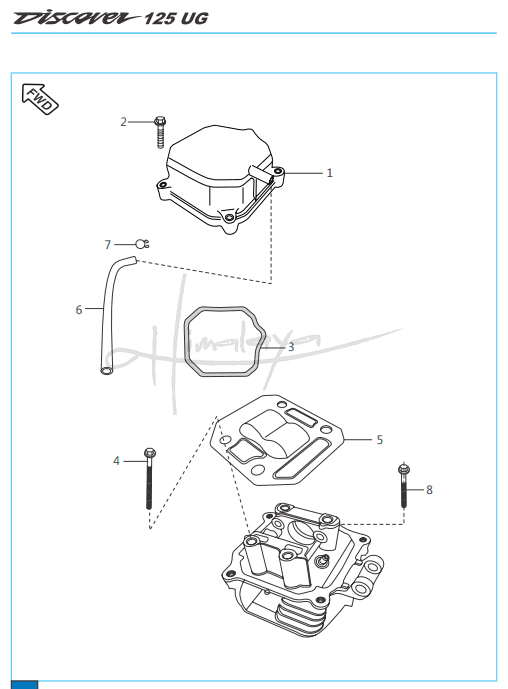 This is an image of Cubierta de Cabeza del Motor (Cover Cylinder Head) - Discover 125 UG