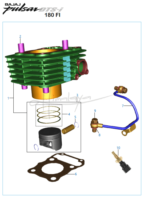 This is an image of Cylinder and Piston - Pulsar 180 FI Neon