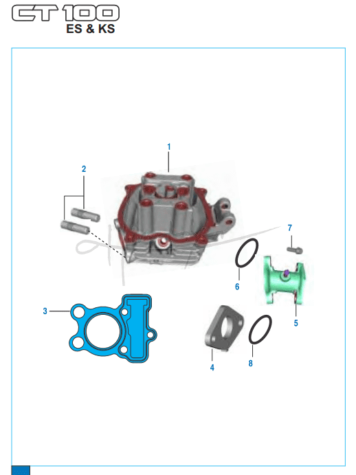 This is an image of Cylinder Head - Boxer CT 100 KS/ES