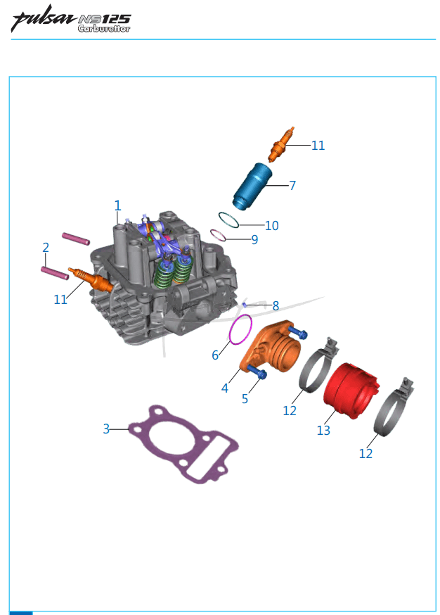 This is an image of Cylinder Head - Pulsar NS 125