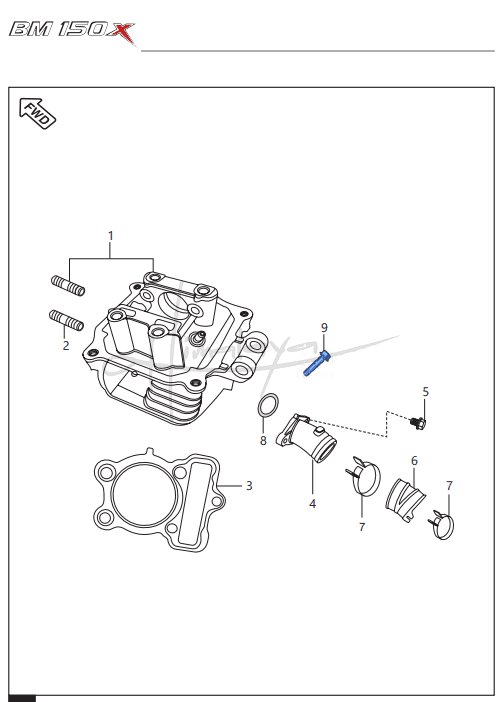 This is an image of Cylinder Head - Boxer 150X