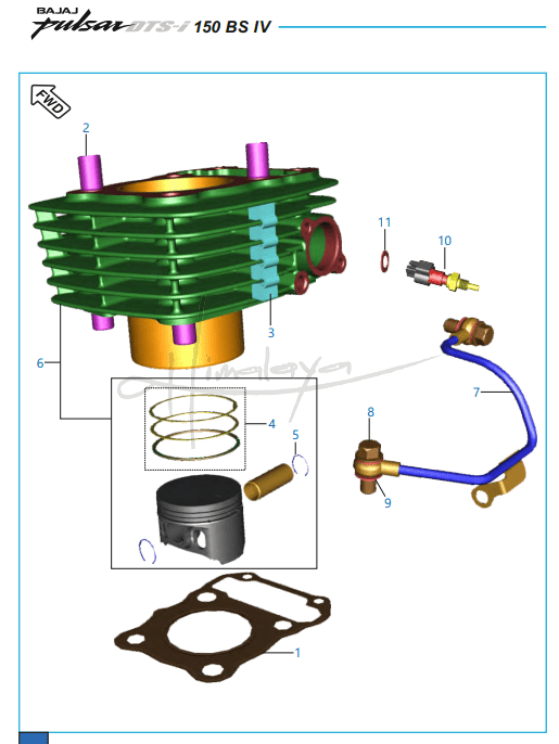 This is an image of Cylinder and Piston - Pulsar 150 Neon