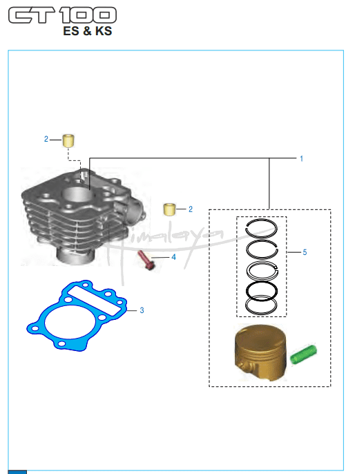 This is an image of Cylinder and Piston - Boxer CT 100 KS/ES