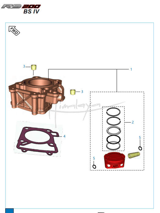 Cylinder and Piston - Pulsar RS 200