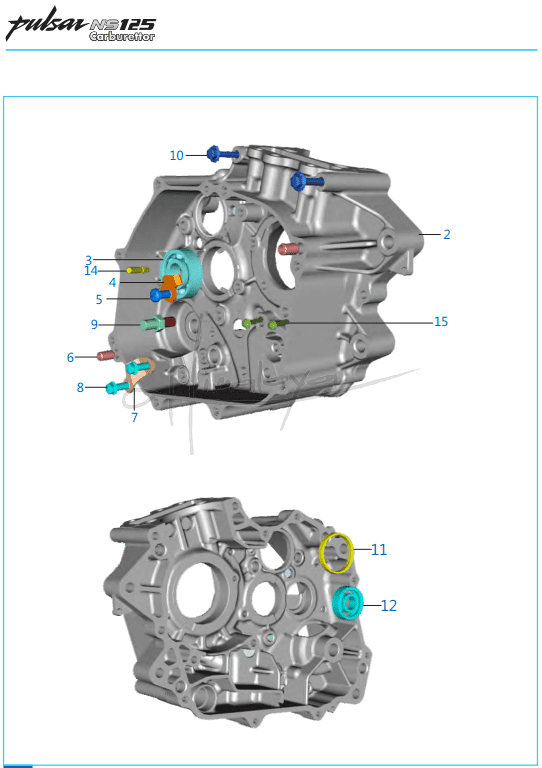 This is an image of Engine Assembly Crankcase RH - Pulsar NS 125