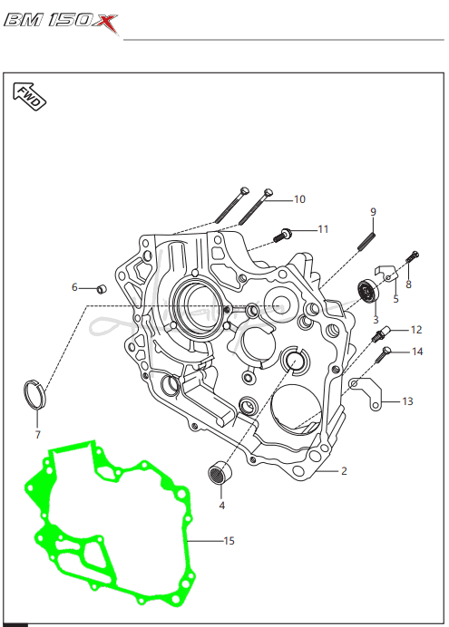 Engine Assembly Crankcase RH - Boxer 150X