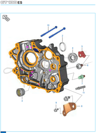 This is an image of Engine Assembly Crankcase RH - Boxer CT 100 Alloy