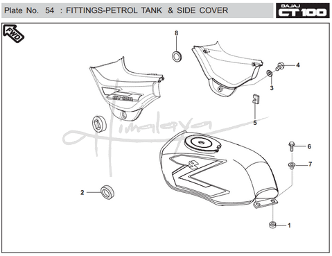 This is an image of Fittings Petrol Tank Side Cover - Boxer CT 100 EU2