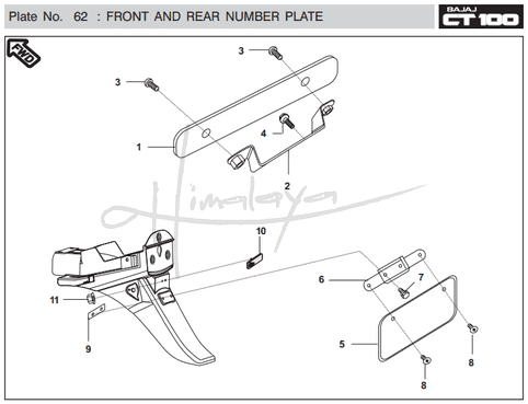 Front Rear Number Plate - Boxer CT 100 EU2