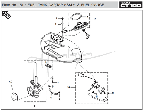 Fuel Tank Cap Tap Assembly - Boxer CT 100 EU2