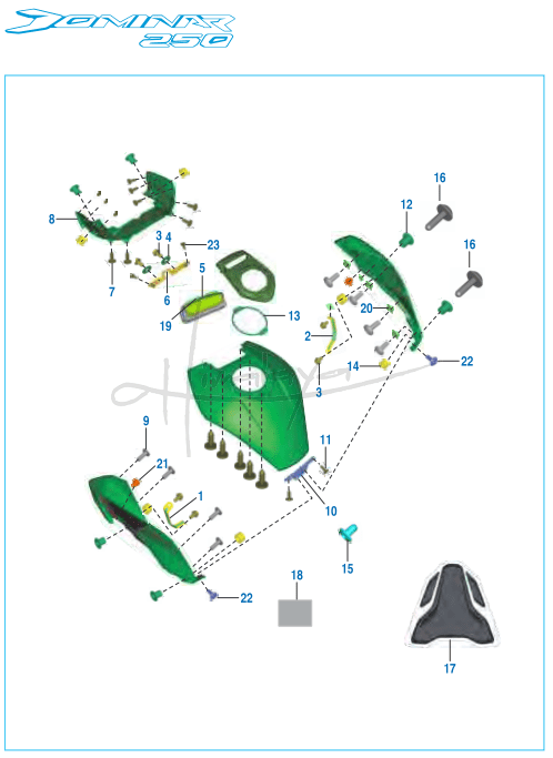 This is an image of Fittings Petrol Tank Cover - Dominar 250