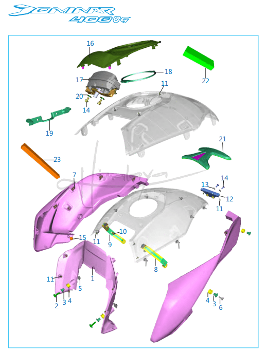 This is an image of Fittings Petrol Tank Cover Side Cover - Dominar 400