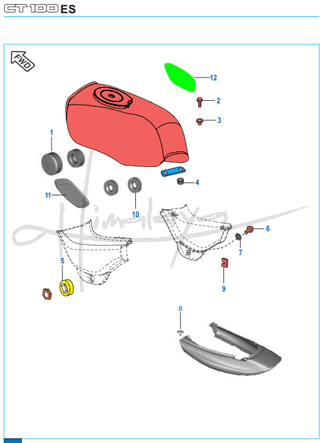 This is an image of Fittings Petrol Tank Side Cover Cover Seat - Boxer C