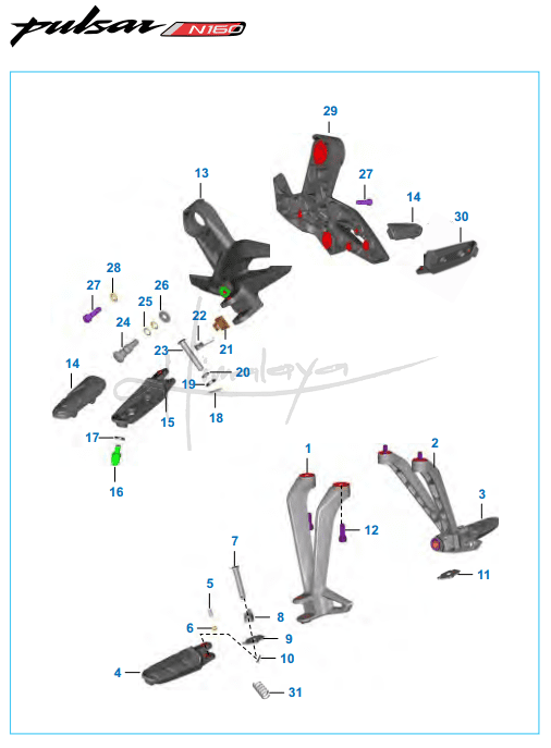 This is an image of Foot Rest Step Holder - Pulsar N160 Dual ABS