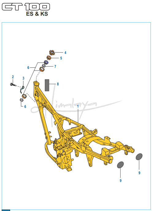 This is an image of Frame Frame Fittings - Boxer CT 100 KS/ES