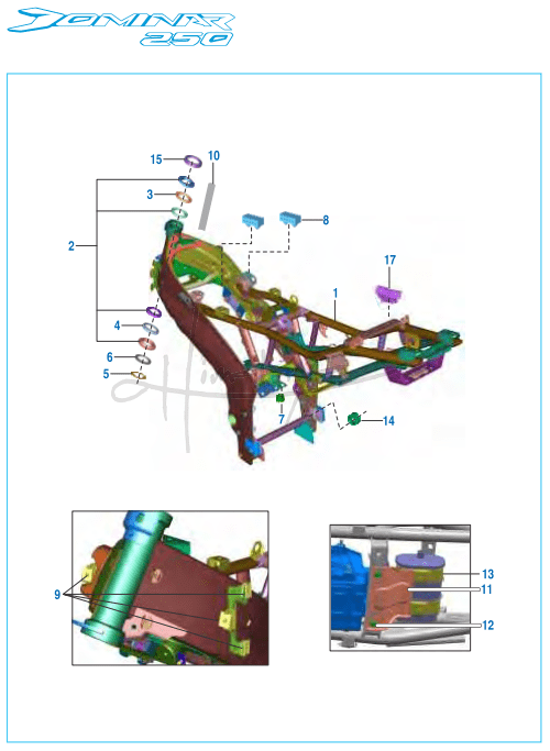 This is an image of Frame Frame Fittings - Dominar 250