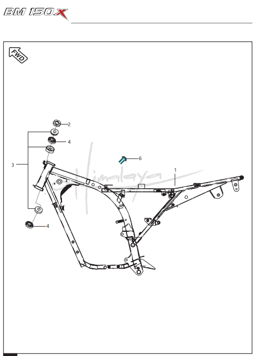 This is an image of Frame and Frame Fittings - Boxer 150X