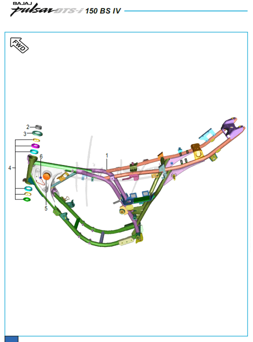 This is an image of Frame and Frame Fittings - Pulsar 150 Neon