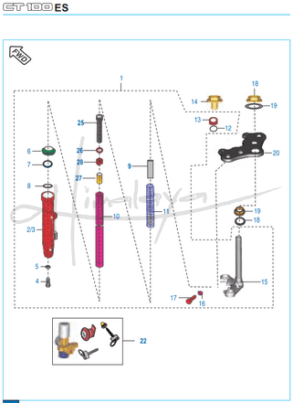 This is an image of Front Fork - Boxer CT 100 Alloy