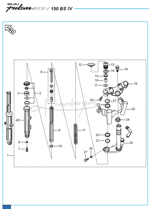 This is an image of Front Fork - Pulsar 150 Neon