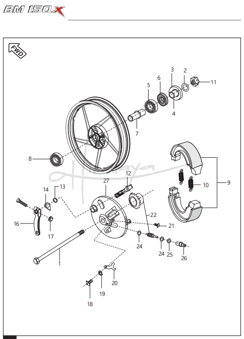 Front Hub for Drum Brake - Boxer 150X