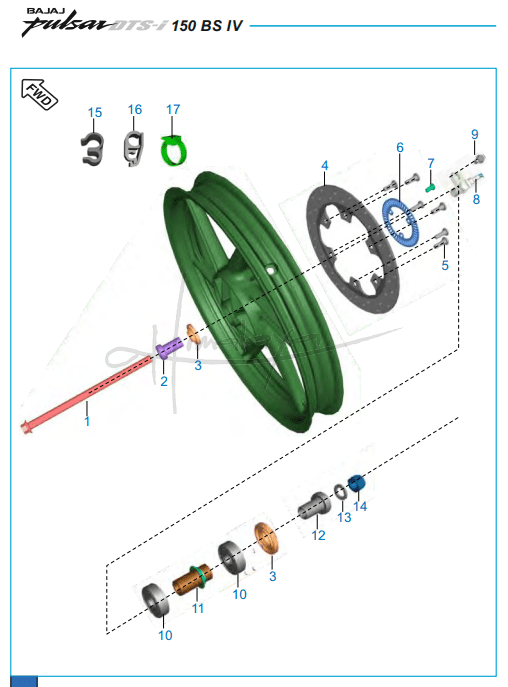 This is an image of Front Hub - Pulsar 150 Neon