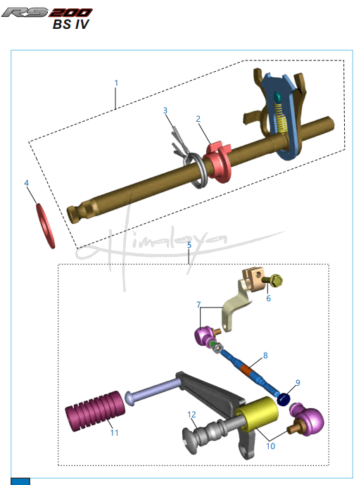 This is an image of Gear Change Mechanism - Pulsar RS 200