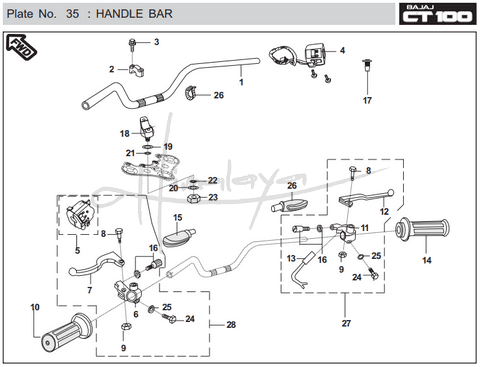 This is an image of Handle Bar - Boxer CT 100 EU2