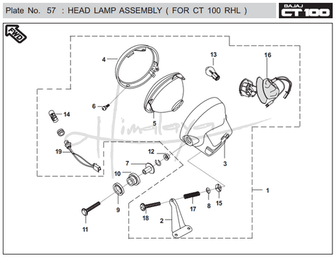 Head Lamp Assembly - Boxer CT 100 EU2