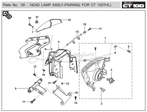 This is an image of Head Lamp Assembly Fairing - Boxer CT 100 EU2