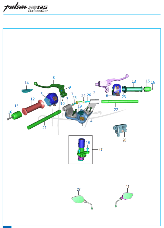 This is an image of Handle Bar Assembly - Pulsar NS 125